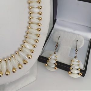 Vintage hand made white & gold jewelry set